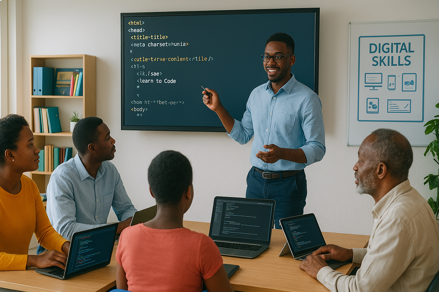 Formation aux compétences digitales - Professionnels congolais suivant une formation tech avancée